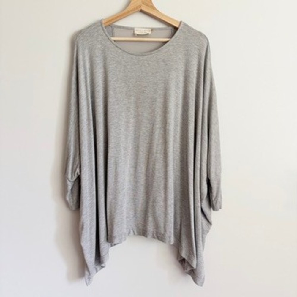 Alice & Olivia Air Oversized Dolman Top Medium Large Modal Silk Contrast Gray